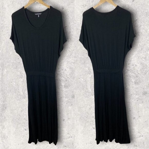 Victorias Secret Black Maxi Dress Modal Short Sleeves Size‎ XS Scoop Neck Boho - Picture 1 of 11